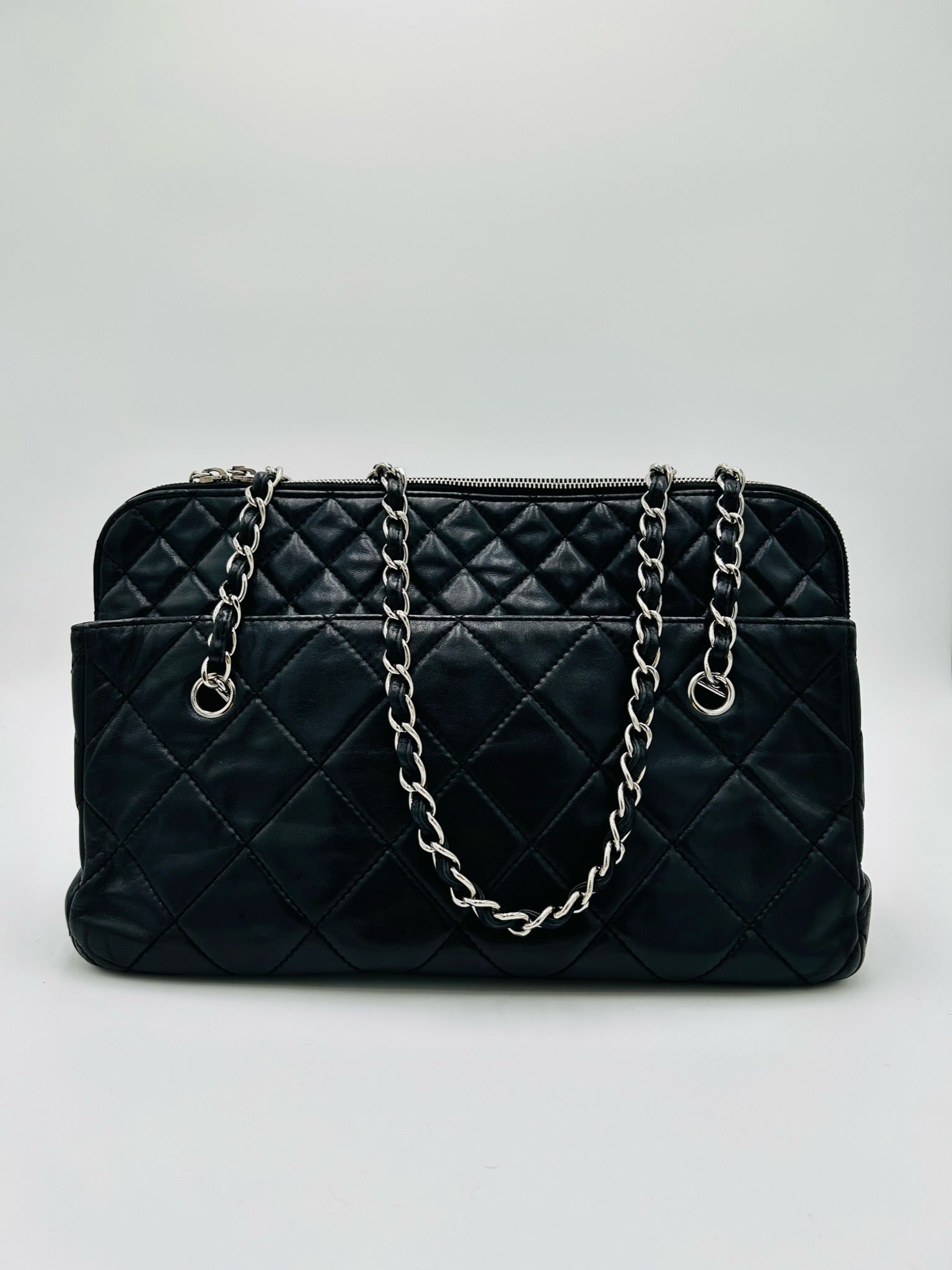 CHANEL QUILTED TOTE BAG LAMBSKIN